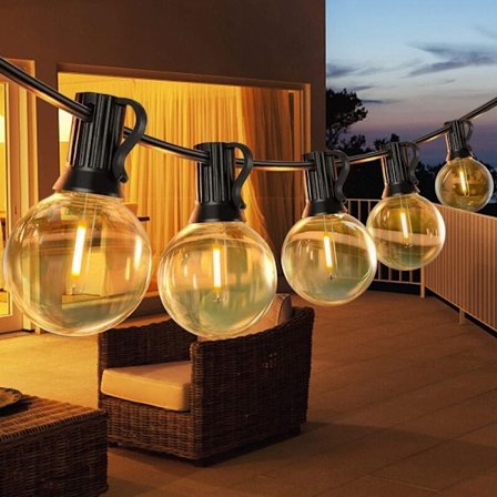15M Utendørs Lyslenke, LED Lyslenke med 25 G40 Plastlamper Utendørs, IP45 Vanntett Lyslenke for Hage Terrasse Bistro