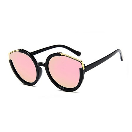 Pyöreät mustat aurinkolasit vaaleanpunainen peililasi