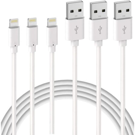 3-pakning 2 m iPhone-ladekabel, USB til Lightning-kabel, iPhone-kabel kompatibel med iPhone hvit