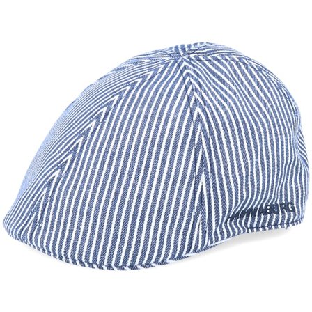 Hammaburg - Blauw flatcap Cap - Duck Cotton Stripe Navy/White Flat Cap @ Hatstore