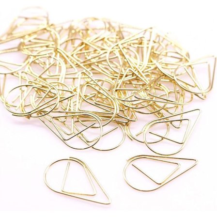 100 kpl metallisia pisaranmuotoisia paperiliittimiä kirjoille, muistioille, paperille,