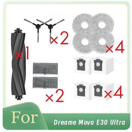 13 stk. for E30 Ultra rullebørste sidebørste HEPA-filter moppepute støvpose Ultra tilbehør