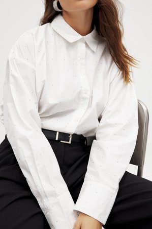 NA-KD - Skjorte med strassdetaljer - Skjorter - Hvit - EU 38