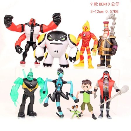 9 st/ set Ben 10 3-12 Figur Figur Ben Tennyson Ben Fyra armar Grå Matter Heatblast Modell Ornament Anime Docka Leksaker Presenter