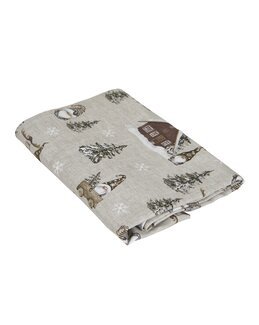 Bordsduk Harald med tryckt Tomtemotiv Brun - Jul - Fondaco