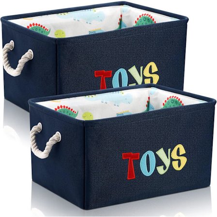 2 stk. Legetøjsopbevaringskurv Skabsarrangør Opbevaringsboks Broderi Tegneserie Dinosaur Dekorativ Kurv til Soveværelse Børneværelse