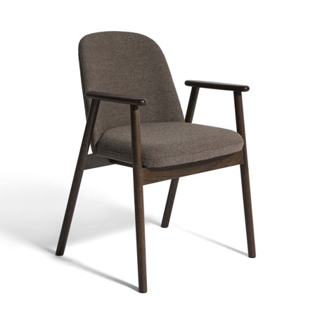 Lund Spisebordsstol - Mørk Beige Stof - Røget Eg Stel - Moderne Design - Komfortabel PU Skum - 55,5x57x80,5cm - Perfekt til Spisestuen