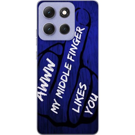 Kompatibelt Mobildeksel til Motorola Moto G86 Mørk typografisk illustrasjon med hjerteform og budskap om vennskap mot dyp blå tretekstur