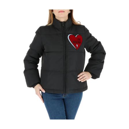 Love Moschino Jakke print zip pockets Sort, Dame