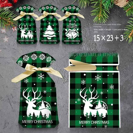 50PCS Christmas Candy Bag Santa Gift Decoration for Home Noel Present Wrap Holders New Year