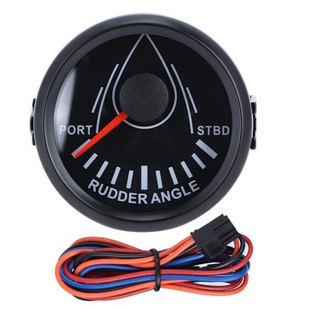 52 mm Universal Bådrorvinkelindikator 0-190 Ohm Signal Rorsensor 9-32V Baggrundslysmåler Sort Skive Sort Dæksel Båd Yacht