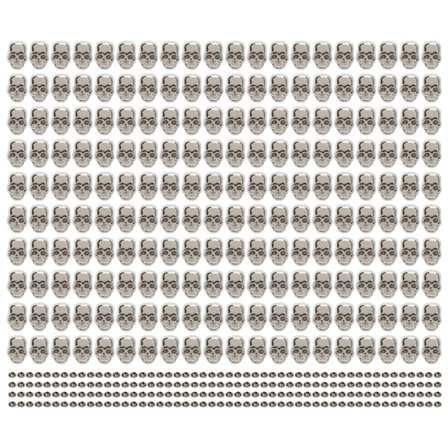 200 sæt nitter med dødningehoved, gotisk stil, smukke og fashionable nitter med dødningehoved, tilbehør til gør-det-selv sko, tøj og tasker, sølv