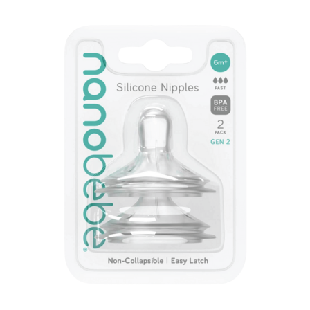 Nanobébé Tåtesmokker Silikon Gen 2 Fast Flow, 2 stk.