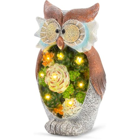 Havefigur af Ugle til Haven med Solcelledrevet LED-lys Out DXGHC