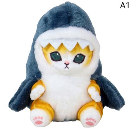 Shark Cat Fried Räkor Cat Plysch Doll Pendant Doll Room Bilväska A1