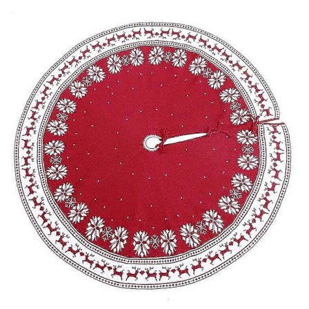 Juletræstæppe Juletræ Strikket Juletræstæppe Juledekorationer Rødt Juletræstæppe 90 cm