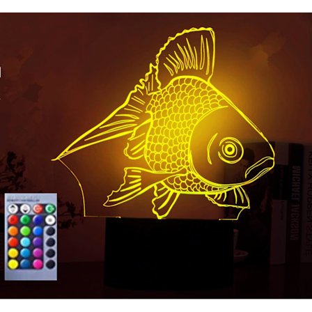 3D Kala-led-yövalo Lamppu Illuusio Yövalo 16 Väriä Vaihtuva Pöytä Työpöydän Koriste Lamput Lahja Akryyli Tasainen ABS-pohja USB-kaapeli Leikki