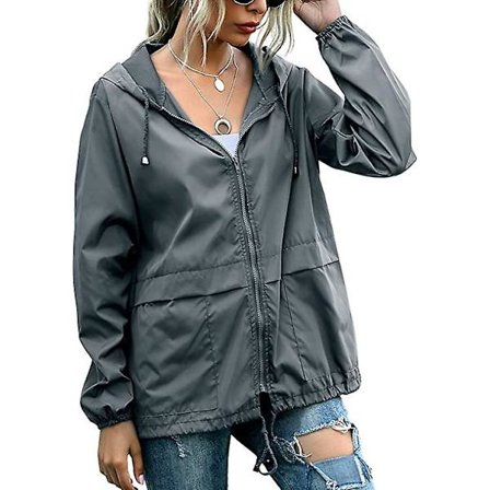 Dame Vanntett Regnsett Lett Regnjakke Hette Vindjakke