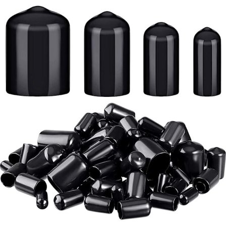80 stk. gummiendestykker fleksible bolt covers skruehætter gevindbeskyttere i 4 størrelser 1/4 til 3/4 tommer (sort)