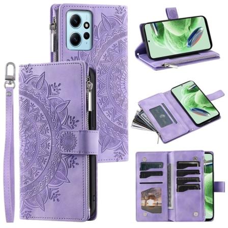 SKALO Xiaomi Redmi Note 12 4G Big Wallet Mandala Lompakkokotelo Purple