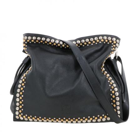 Loewe Pre-owned, Grained leather Flamenco Bags Zwart, Dames, Maat:ONE Size,Canvas