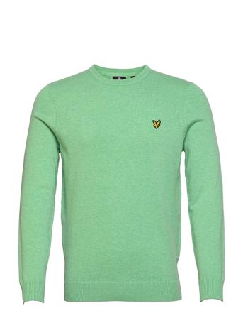 Cotton Merino Crew Jumper Strikkegenser M. Rund Krage Grønn Lyle & Scott