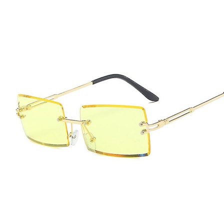 Rimless firkantede solbriller menn merke designer rektangel gradient solbriller metall skjærende linse mannlige nyanser Oculos De Sol