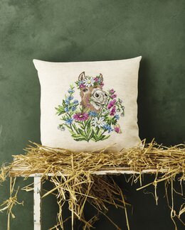 Broderikit Pude Æsel i blomster - Permin