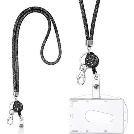 Kortholder med snor, krystall snor med gjennomsiktig ID-kortholder, snor og badgeholder sett, nøkkelring badgeholder og nakkestropp for nøkler
