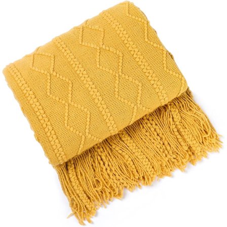 Helårs soffa filt - Gul 130*230cm Stickad filt Po