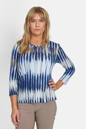 SIGNATURE - 3/4 Ærmet T-shirt - Navy Mix - Mønstret