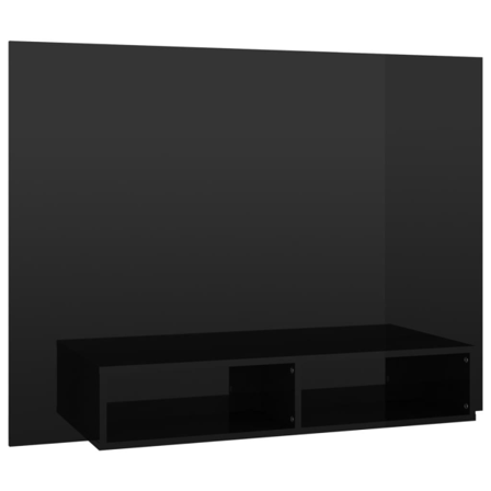 Vidaxl Väggmonterat Tv-skåp Svart Högglans 120x23,5x90 Cm Spånsk Svart