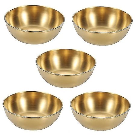 5 stk Rustfritt Stål Sausfat Runde Krydderfat Dippeboller Saucer Mini Fat - yuhao