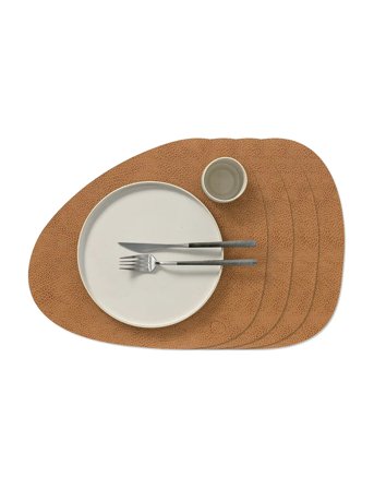 LIND DNA 4-Set Dækkeserviet Curve L Hippo - Brown - 37X44CM