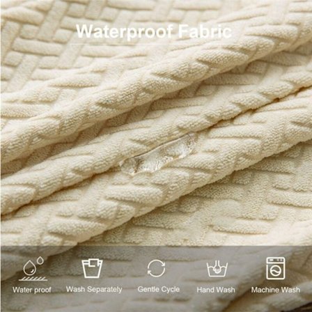 6 Jacquard Vandtætte Spisestuestole Sædebetræk Aftageligt Stolesæde Hyndebetræk til Spisestuestol Lysebrun