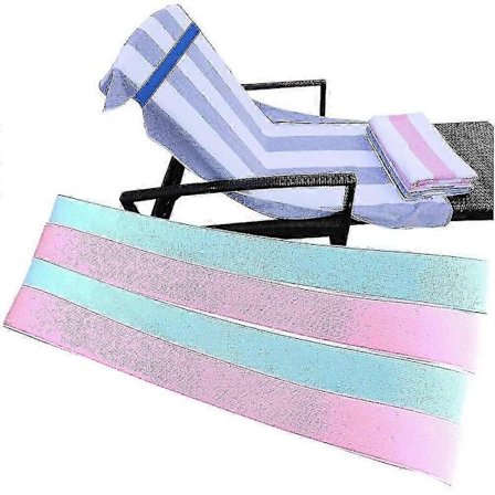 4-pak Strandhåndklædebånd, Håndklædebånd til Solsenge, Strandhåndklædeklips til Strand Pool Krydstogtstole, Strandtilbehør (LGL)
