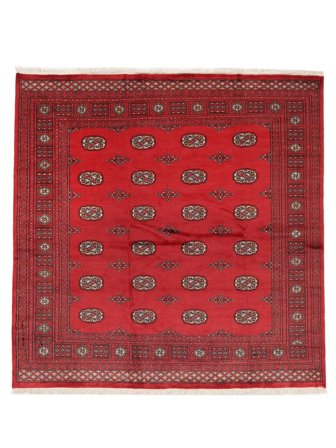 Håndknyttet Pakistan Bokhara 2Ply Teppe 202X205 Mørk Rød/Svart