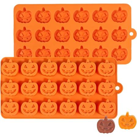 Halloween-kurpitsamuotti, 2 kurpitsakarkkimuottia kakunkoristeluun, muffineihin, hyytelöön, kekseihin, oranssi