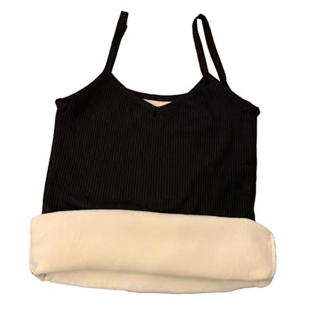 Termisk Tanktopp for Kvinner, Kald Beskyttelse, Tykk Fleecefôret Spaghettistropp Tanktopp for Vinter, Høst, Svart, Fri Størrelse 37,5‐62,5 kg / 82,7‐