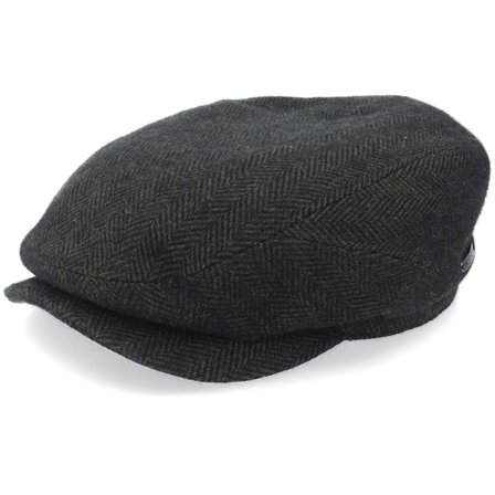 Stetson - Musta flatcap Lippis - Driver Cap Wool Herringbone Black Flat Cap @ Hatstore