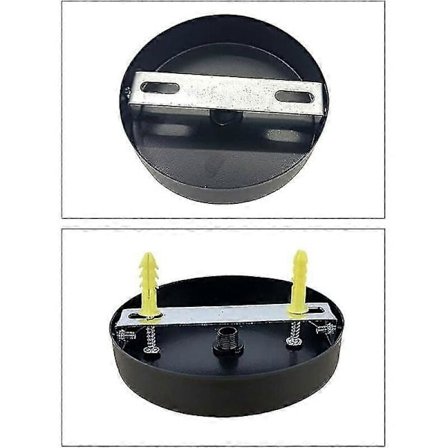 100 X 20mm Takbaldakin, Metallkopplingsdosa, 1 Håls Rund Skärm - Takrosett - Matt Svart, Passar Alla Lampor (2 st) -[PL]