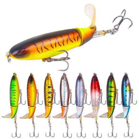 3st 10cm 13g Minnow Fiskedrag Roterande Svans Popper Topwater Swim Crankbait Artificiellt Hårt Bete
