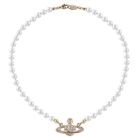 Niubi Pearl Necklace Saturn Crystal Strasshalsband Imitation Pearl Choker Necklace Saturn Pearl Necklace-golden 4y,barn,hane