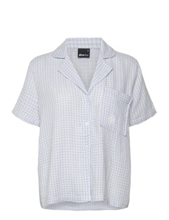 Gina Tricot Gingham Gauze Homewear Shirt - White - L