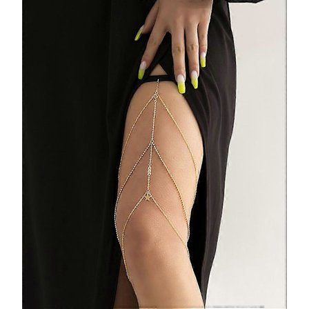 Sexede lagdelte lårkæder med skinnende krystalstrand sølv mode natklub kropskæde smykker tilbehør til kvinder og piger