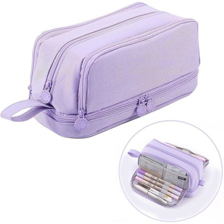 Pencilkasse med stor kapacitet, pencil organizer, penciltaske med 4 rum, makeup taske til kontoret, kompatibel med børn, kvinder, mænd, teenagere, 