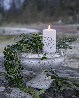 LED batteridrevet Lys Flamme Heart Hvid