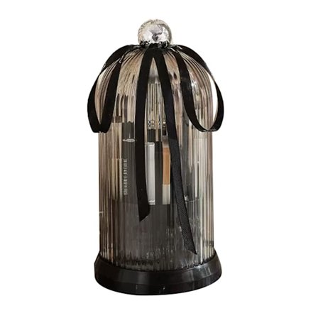 Roterande sminkborstbehållare Dammtät vattentät anti-halk bas sminkborsthållare för Family Office bord svart