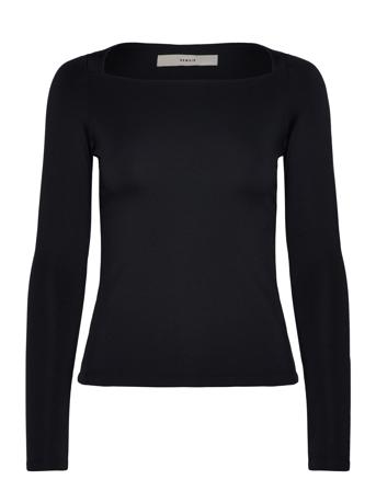Long Sleeve Jersey Top Tops T-shirts & Tops Long-sleeved Black REMAIN Birger Christensen