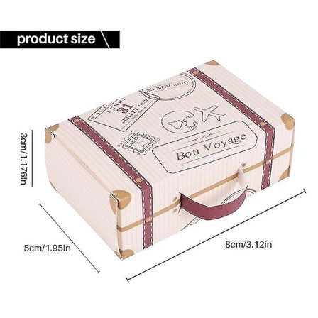 50 stk. Mini kuffert gaveæske fest gaveæske, vintage kraftpapir med tags og reb til bryllup/t